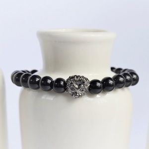 MENS Black Onyx Gemstone Beaded Bracelet